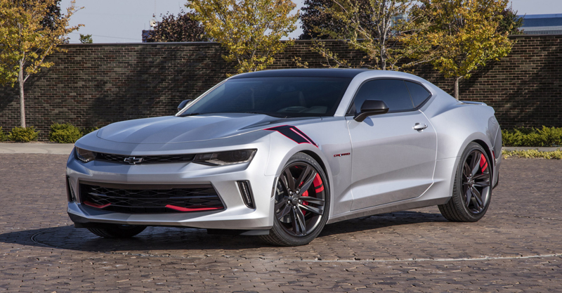 Camaro Red Line Series concept: All of the production and concept accessories were developed in Chevrolet’s design studio with the vehicles themselves. All of the Red Line Series concepts share Enhanced Silver Metallic exteriors, with a custom Charcoal roof panel and Satin Graphite and red accents.