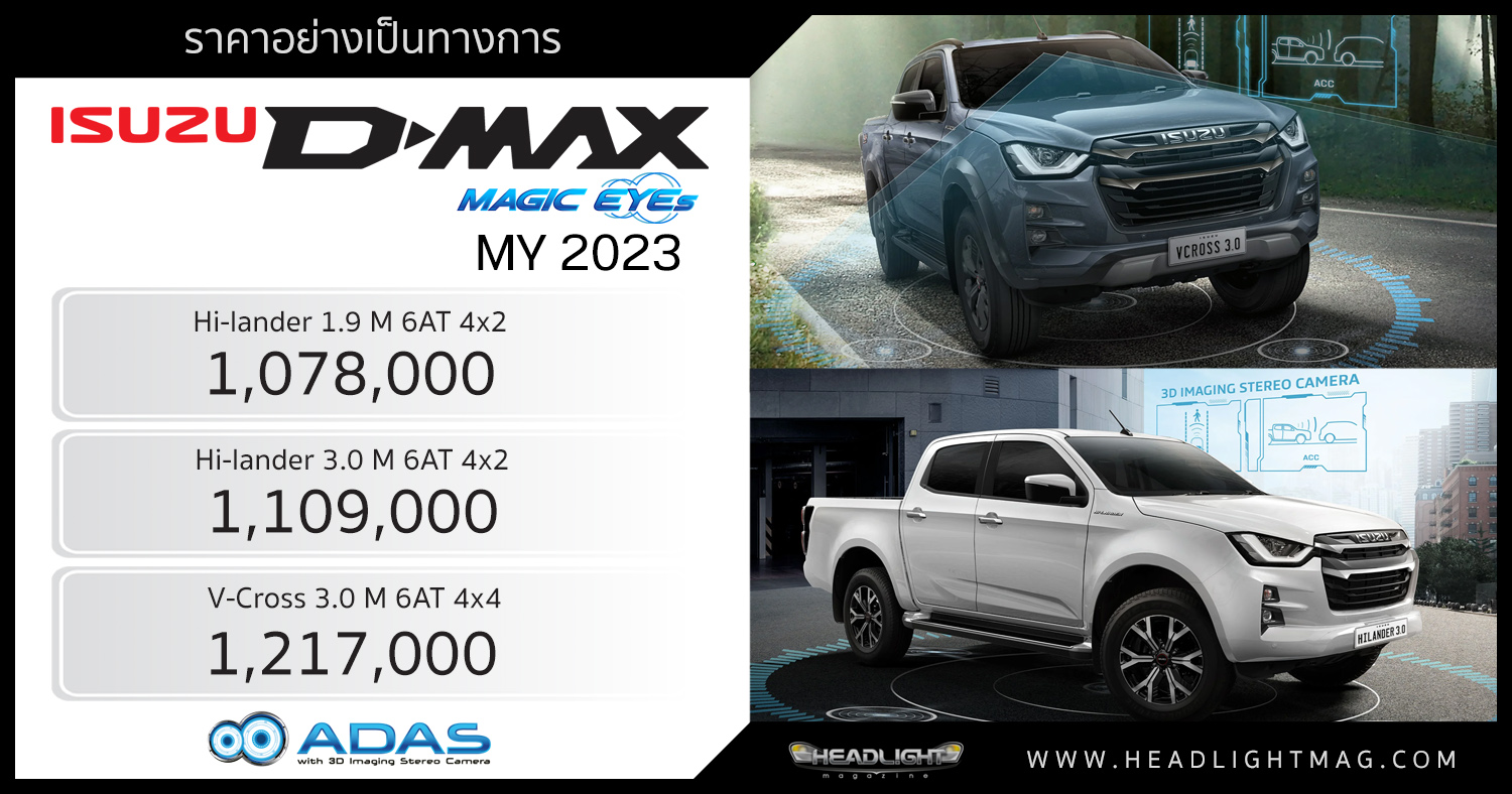 ราคาอย่างเป็นทางการ Isuzu DMAX MAGIC Eyes (MY 2023) 1,078,000