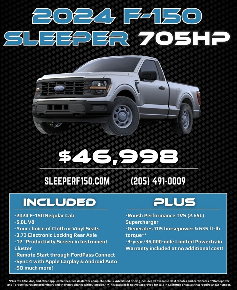 Ford F150 Sleeper กระบะตอนเดียว V8 5.0 ลิตร + ซุป 705 แรงม้า เพื่อ