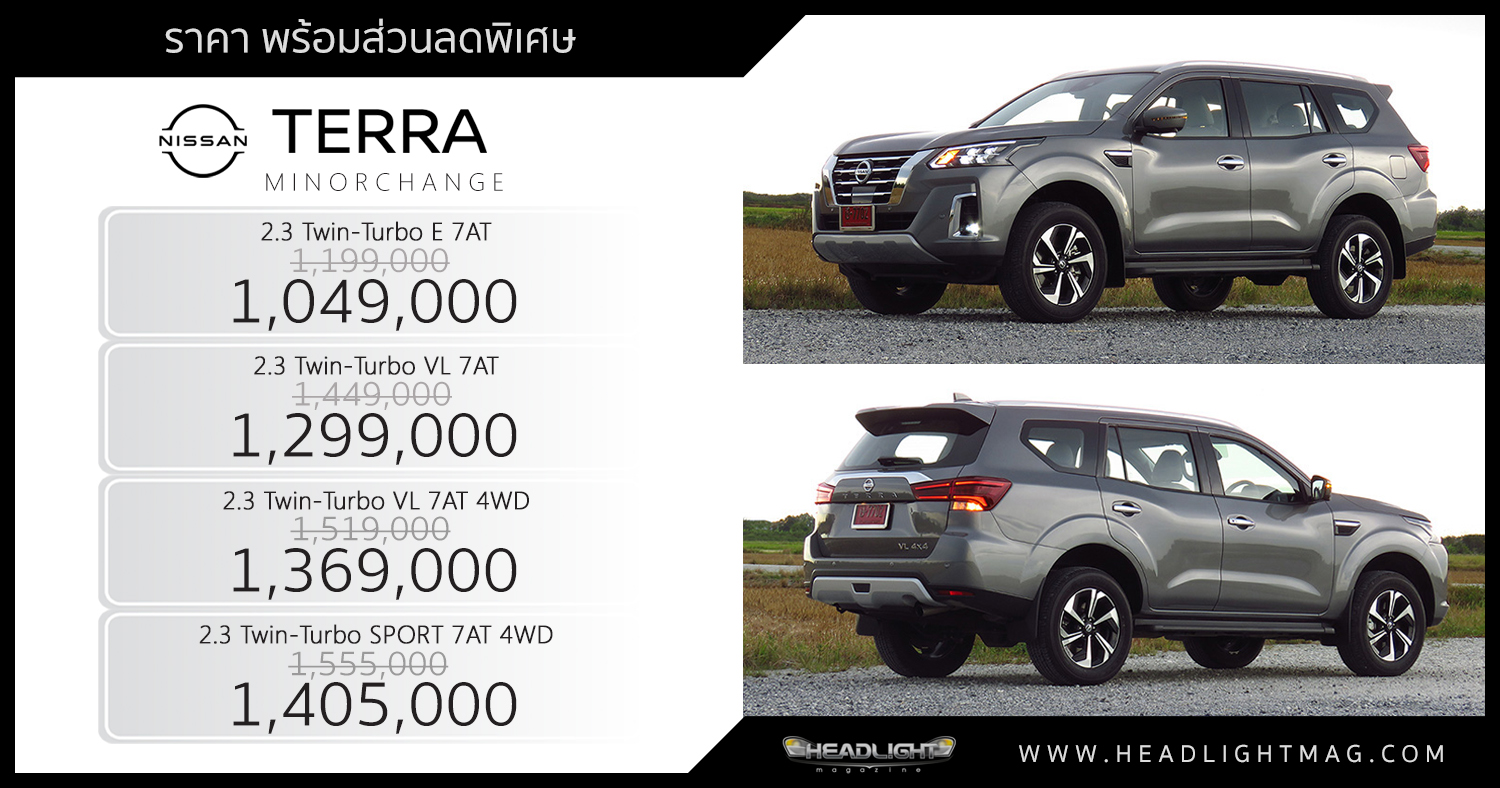 ราคาพิเศษ Nissan TERRA Minorchange : 1,049,000 - 1,405,000 บาท |  ส่วนลดพิเศษ 150,000 บาท - HeadLight Magazine